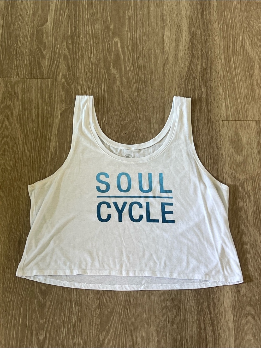 soulcycle White Tank with Blue Logo